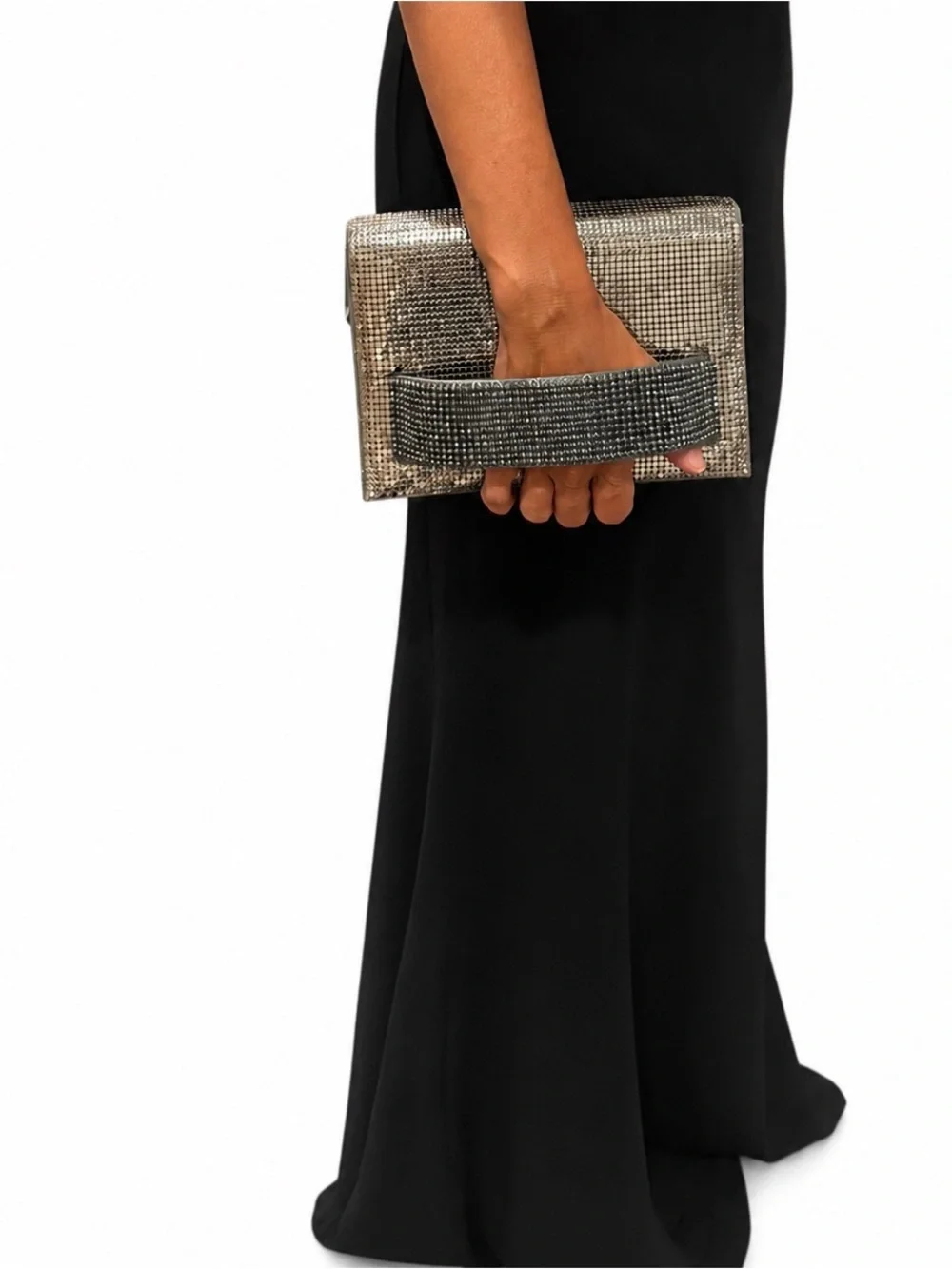 Whiting & Davis Gunmetal Mesh Evening Clutch | Metallic Foldover Handbag